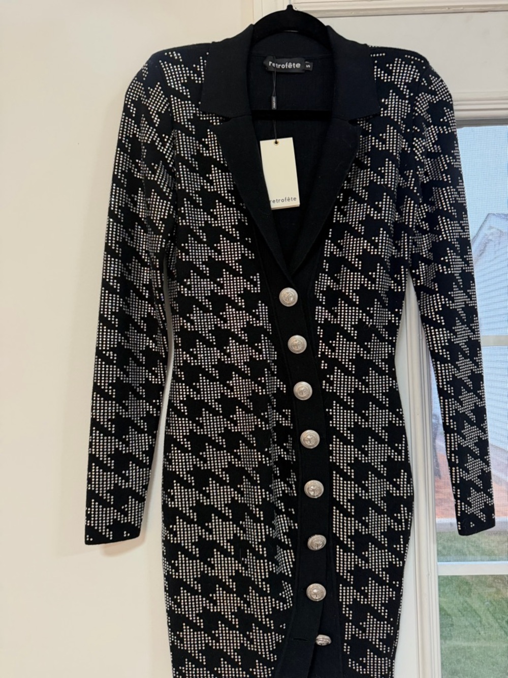 Retrofête Black Knit Dress with Crystal Embellishment